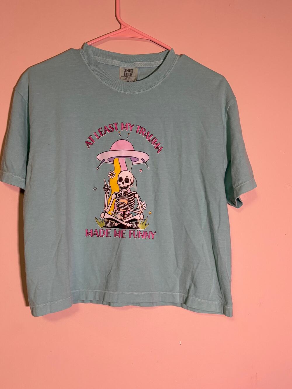 Custom made funny dark humor tshirt women’s medium cropped nwt